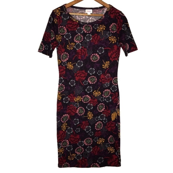 LuLaRoe Dresses & Skirts - Lularoe Purple Floral JULIA Short Sleeve Dress Size Large